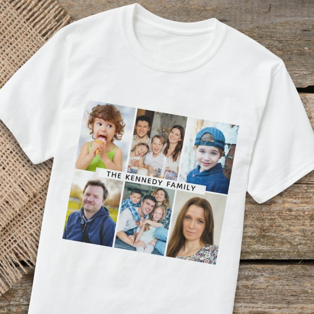 Skapa din egen 6 Photo Collage-familj Namn T Shirt (Skapare uppladdad)