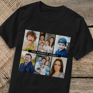 Skapa din egen 6 Photo Collage Family Namn Black T Shirt