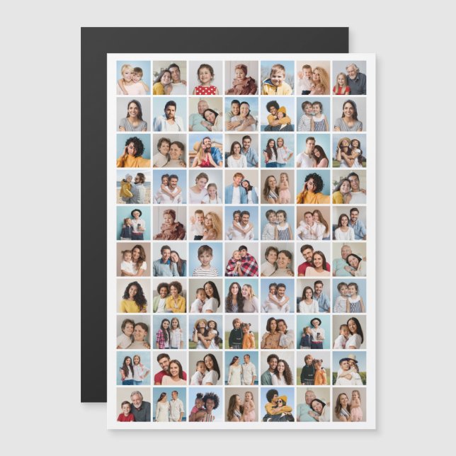 Skapa din egen 70-foto collage redigerbar färg magnetisk inbjudningskort (Fram/baksida)