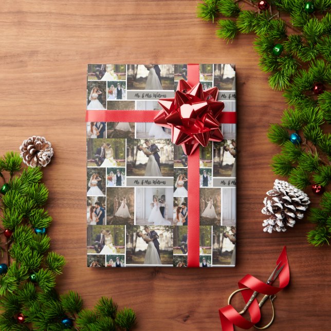 Skapa din egen 7-foto-Bröllop-kollage Presentpapper (Julgåva)