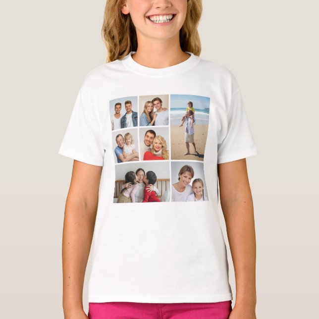 Skapa din egen 7-fotokollage t shirt (Framsida)