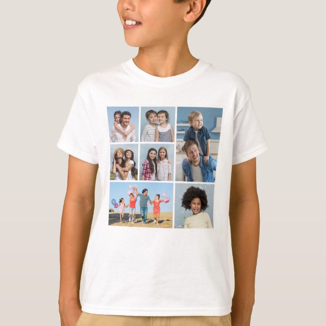 Skapa din egen 7-fotokollage t shirt (Framsida)