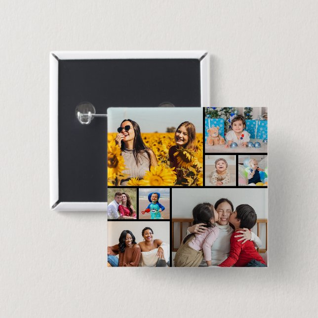 Skapa din egen 8-fotokollage knapp (Framsida & baksida)