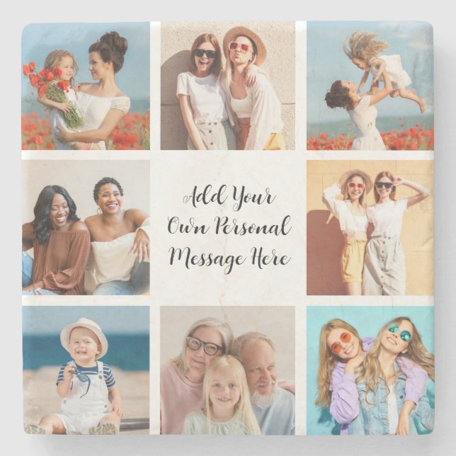 Skapa din egen 8-fotokollage lägga till din Hälsni Stenunderlägg (Framsidan)