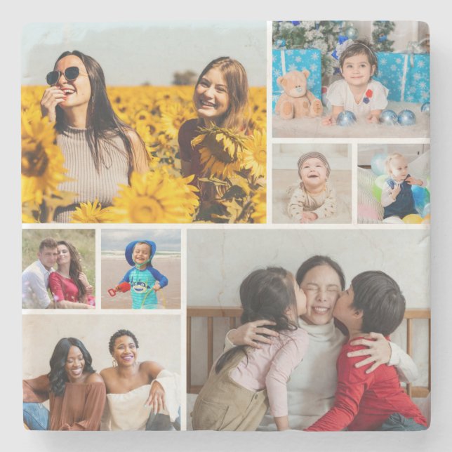 Skapa din egen 8-fotokollage stenunderlägg (Framsidan)