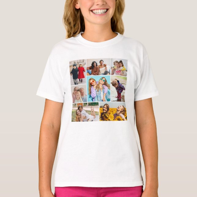 Skapa din egen 8-fotokollage t shirt (Framsida)