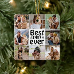 Skapa din egen 8 Photo Collage Best Pappa någonsin Julgransprydnad Keramik