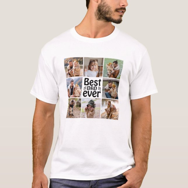 Skapa din egen 8 Photo Collage Best Pappa någonsin T Shirt (Framsida)