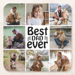Skapa din egen 8 Photo Collage Best Pappa någonsin Underlägg Papper Kvadrat