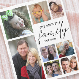 Skapa din egen 8 Photo Collage-familj Namn Fleecefilt