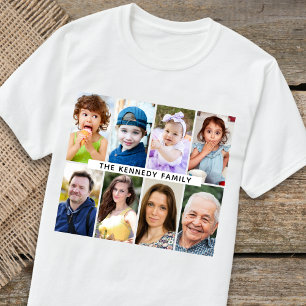 Skapa din egen 8 Photo Collage-familj Namn T Shirt