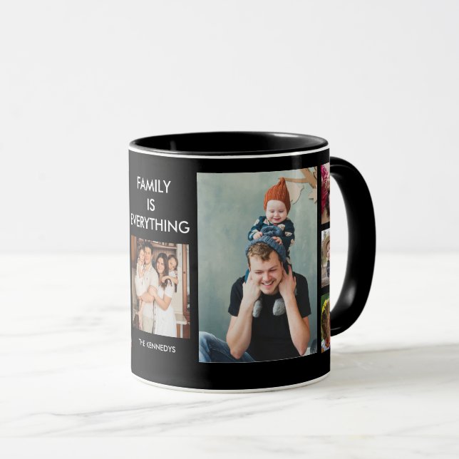 Skapa din egen 9-familjs fotokollage Black Mugg (Framsida höger)
