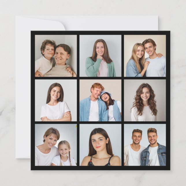 Skapa din egen 9-foto Collage Hälsning Kort (Framsida)