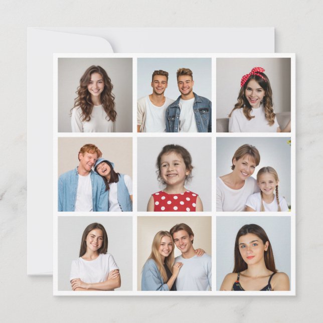 Skapa din egen 9-foto collage hälsning kort (Framsida)