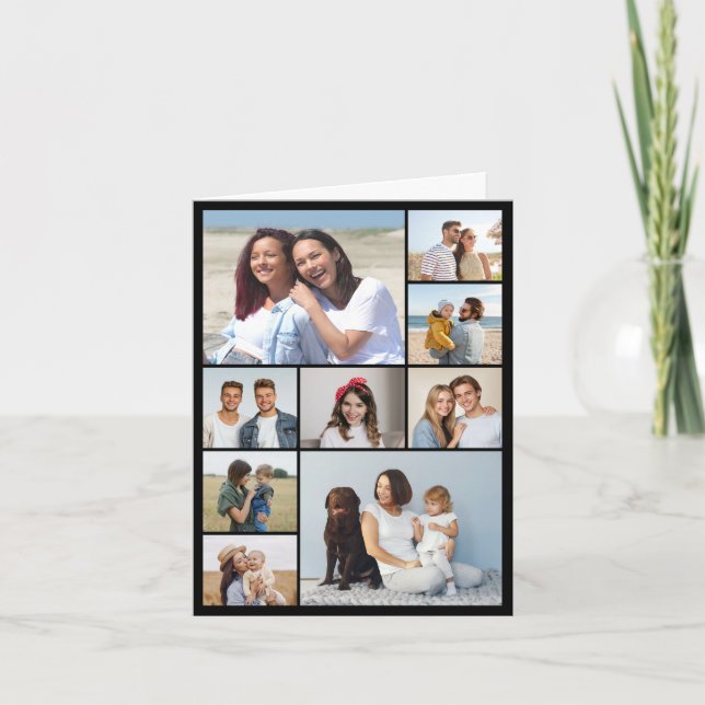 Skapa din egen 9-foto collage vikt hälsning kort (Framsida)