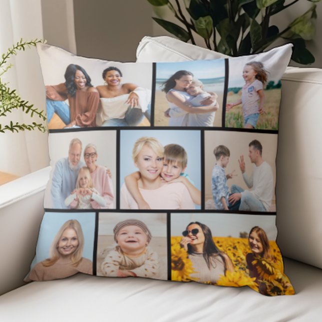 Skapa din egen 9-fotokollage kudde (Create Your Own 9 Photo Collage Throw Pillow)