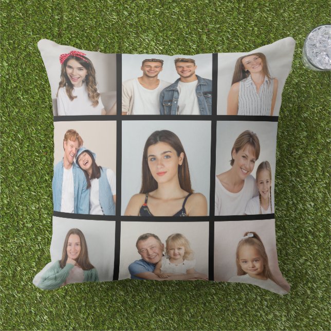 Skapa din egen 9-fotokollage kudde (Gräs)