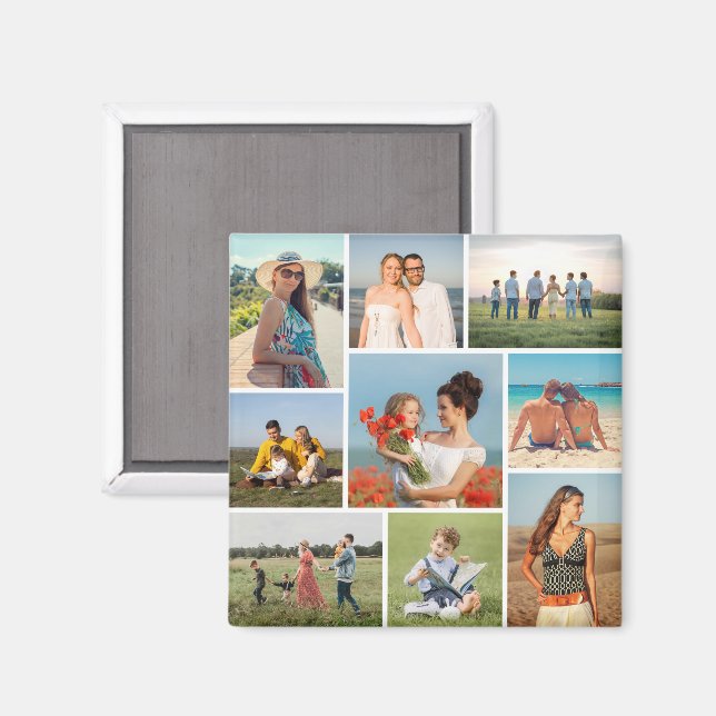 Skapa din egen 9-fotokollage magnet (Front/Back)