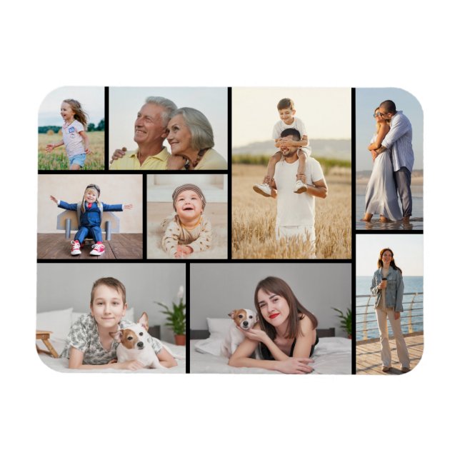 Skapa din egen 9-fotokollage magnet (Horisontell)
