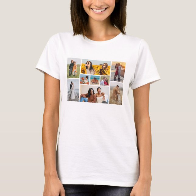 Skapa din egen 9-fotokollage t shirt (Framsida)
