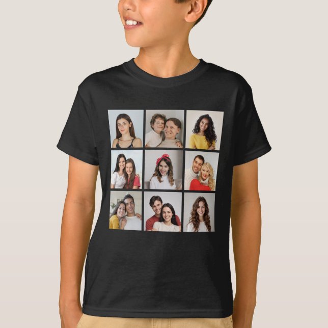 Skapa din egen 9-fotokollage t shirt (Framsida)