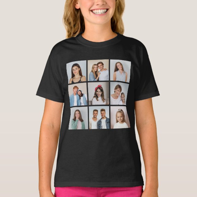 Skapa din egen 9-fotokollage t shirt (Framsida)