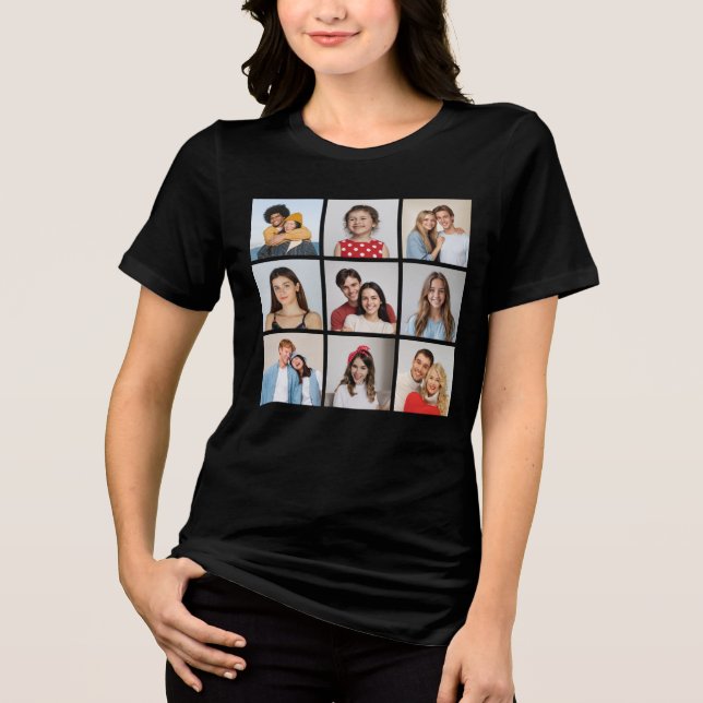 Skapa din egen 9-fotokollage t shirt (Framsida)