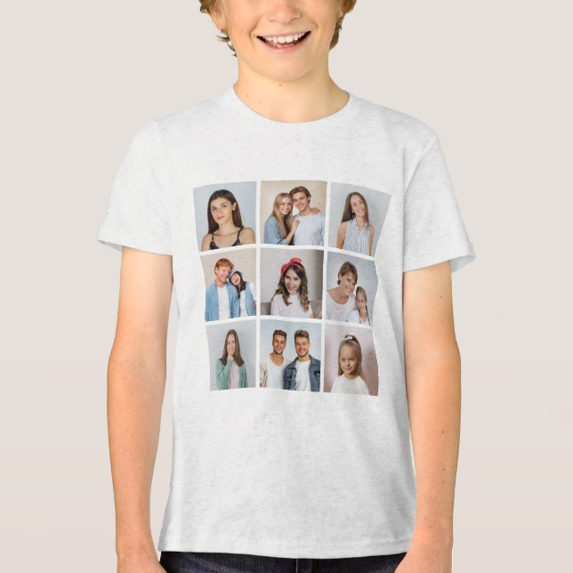 Skapa din egen 9-fotokollage t shirt (Framsida)