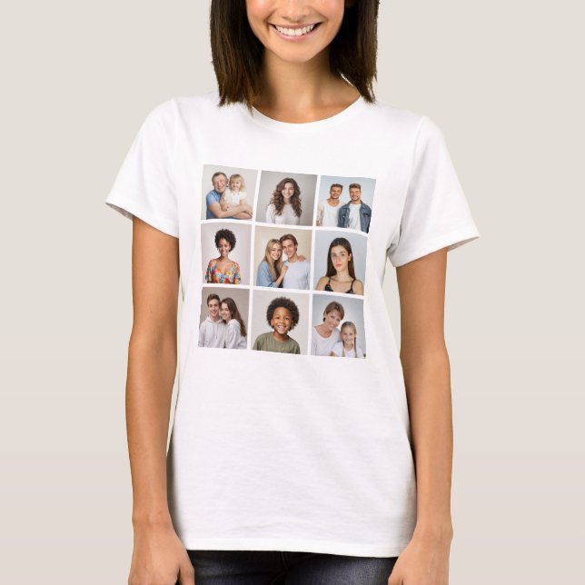 Skapa din egen 9-fotokollage t shirt (Framsida)