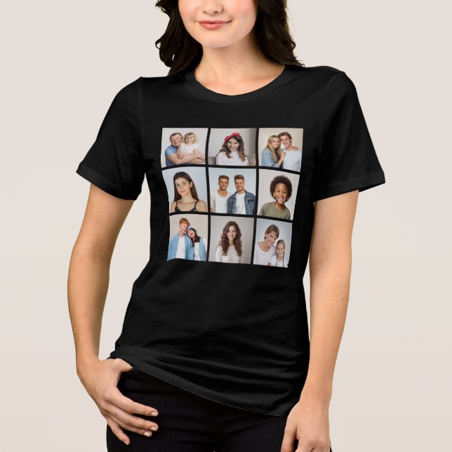 Skapa din egen 9-fotokollage  t shirt (Framsida)