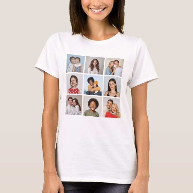 Skapa din egen 9-fotokollage t shirt (Framsida)