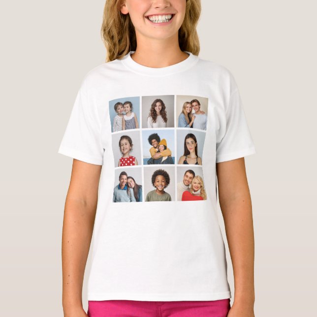 Skapa din egen 9-fotokollage t shirt (Framsida)