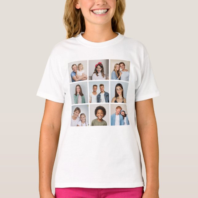 Skapa din egen 9-fotokollage t shirt (Framsida)