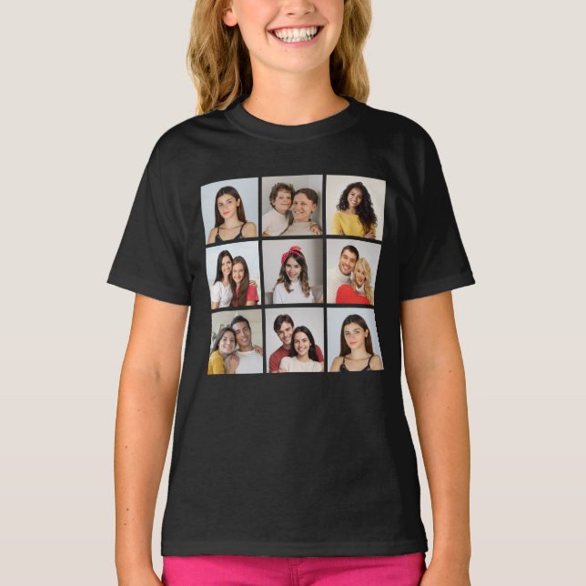 Skapa din egen 9-fotokollage t shirt (Framsida)