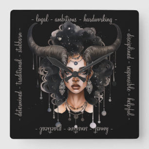 Skapa din egen afroamerikansk drottning Capricorn Fyrkantig Klocka
