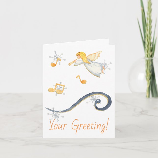 Skapa din egen ängeltrumpetmusik jul helgkort (Framsida)