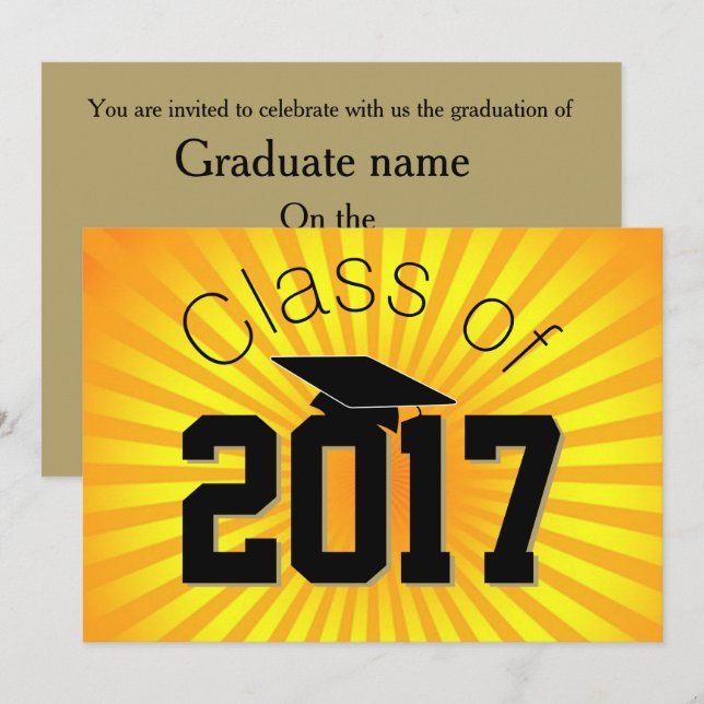 Skapa din egen Anpassa Coola Studenten Inbjudan (Fram/baksida)