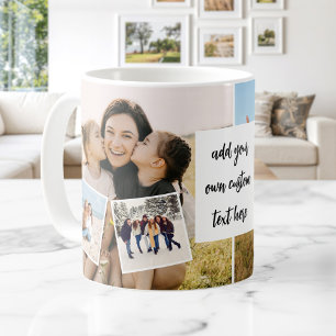 Skapa din egen anpassade 6-foto collage med text kaffemugg