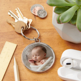 Skapa din egen anpassade baby rund silverfärgad nyckelring