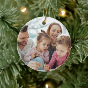 Skapa din egen anpassade bild dubbelsidig julgransprydnad keramik