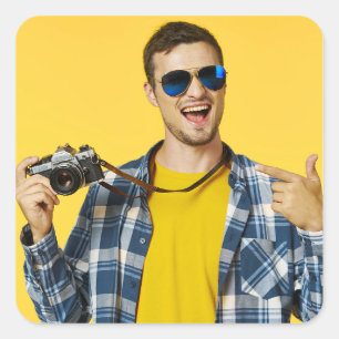 Skapa din egen anpassade bild med foto fyrkantigt klistermärke
