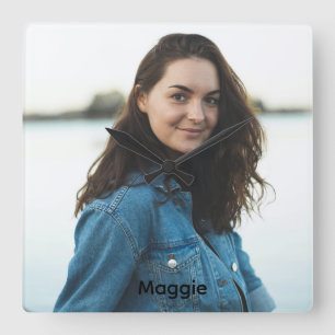 Skapa din egen anpassade bild och text fyrkantig klocka