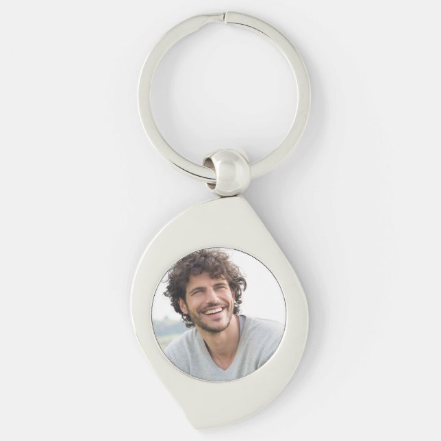 Skapa din egen anpassade bild swirl silverfärgad nyckelring (Framsidan)