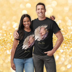 Skapa din egen anpassade foto- och textmörka t-shi t shirt