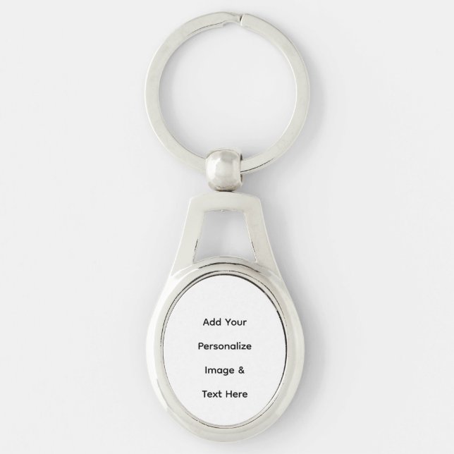 skapa din egen anpassade text personalisera ovalt silverfärgad nyckelring (Framsidan)