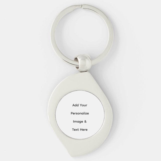 skapa din egen anpassade text personalisera swirl silverfärgad nyckelring (Framsidan)