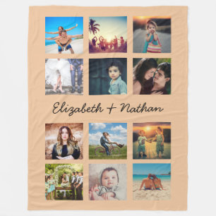 Skapa din egen Anpassningsbar 12 Photo Collage Fam Fleecefilt