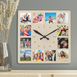 Skapa din egen Anpassningsbar 12 Photo Collage Kee Fyrkantig Klocka