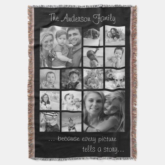 Skapa din egen Anpassningsbar 14-familjs fotokolla Filt (Framsidan Vertikal)