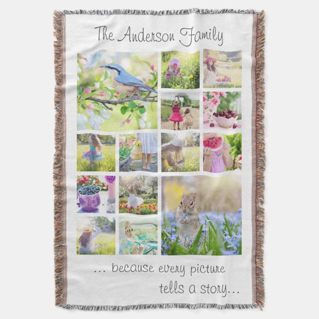 Skapa din egen Anpassningsbar 14-familjs fotokolla Mysfilt (Framsidan Vertikal)